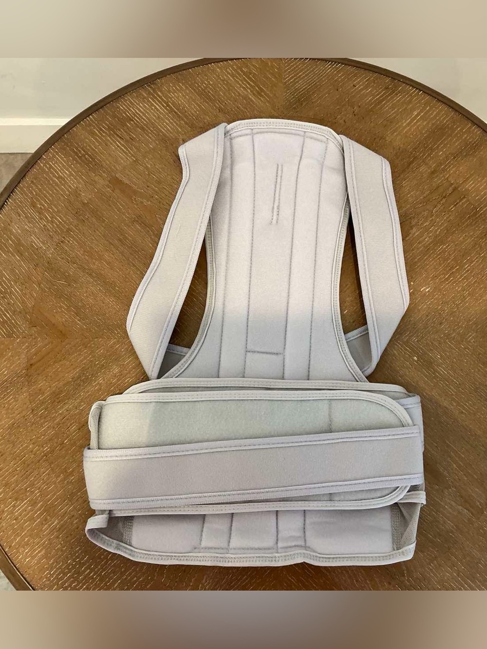 Posture Corrector Back Brace Adjustable Shoulder & Waist Support White Gray - Picture 2 of 3